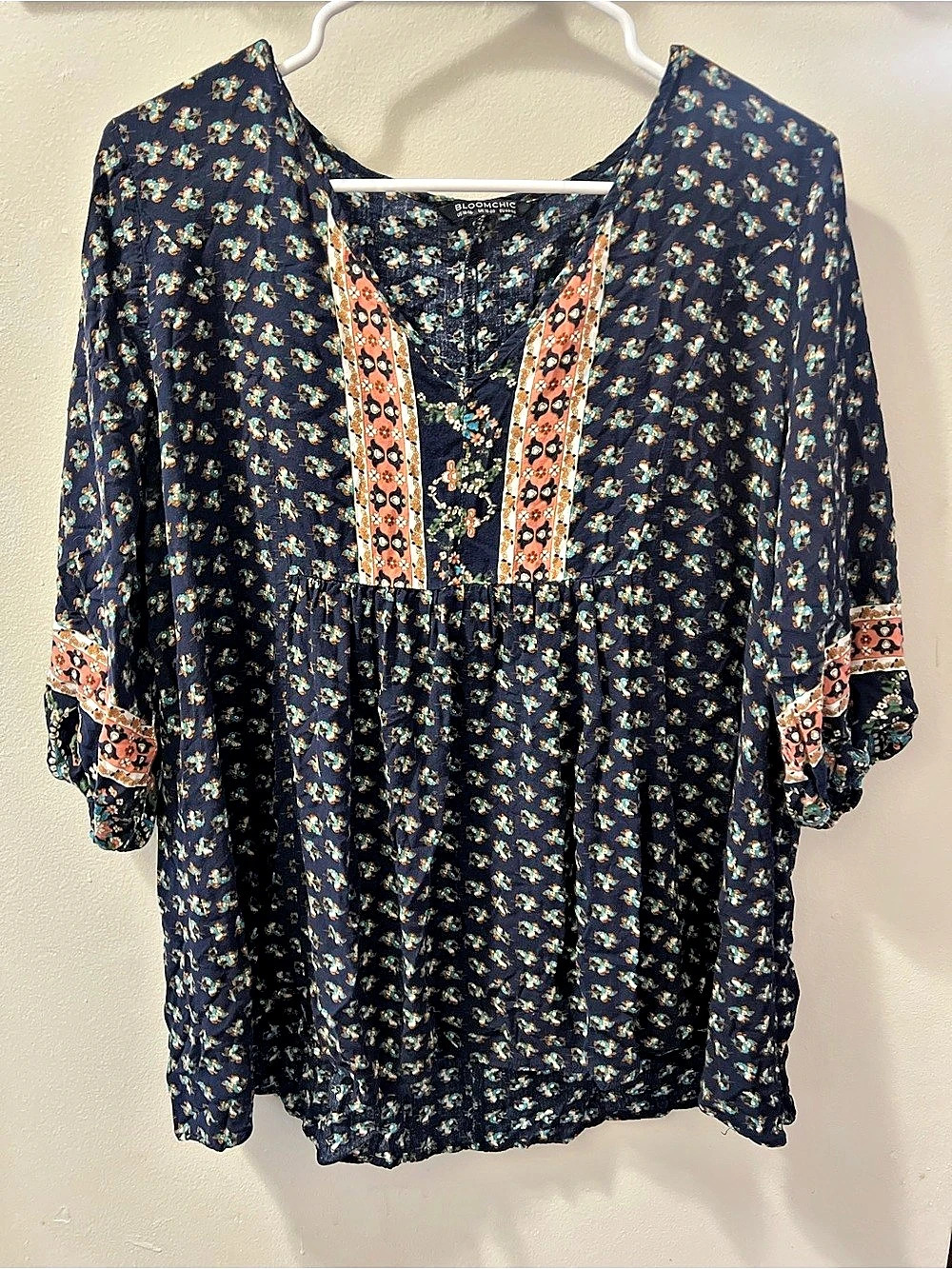BloomChic Floral Tunic in Blue & Pink Size 14-16